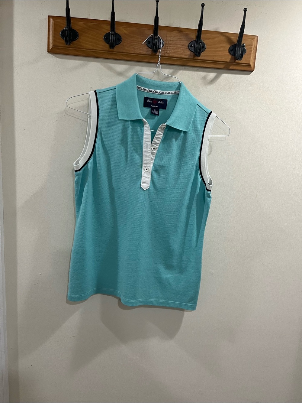 Brooks Brothers Aqua Polo-Style Sleeveless Tank with White Trim